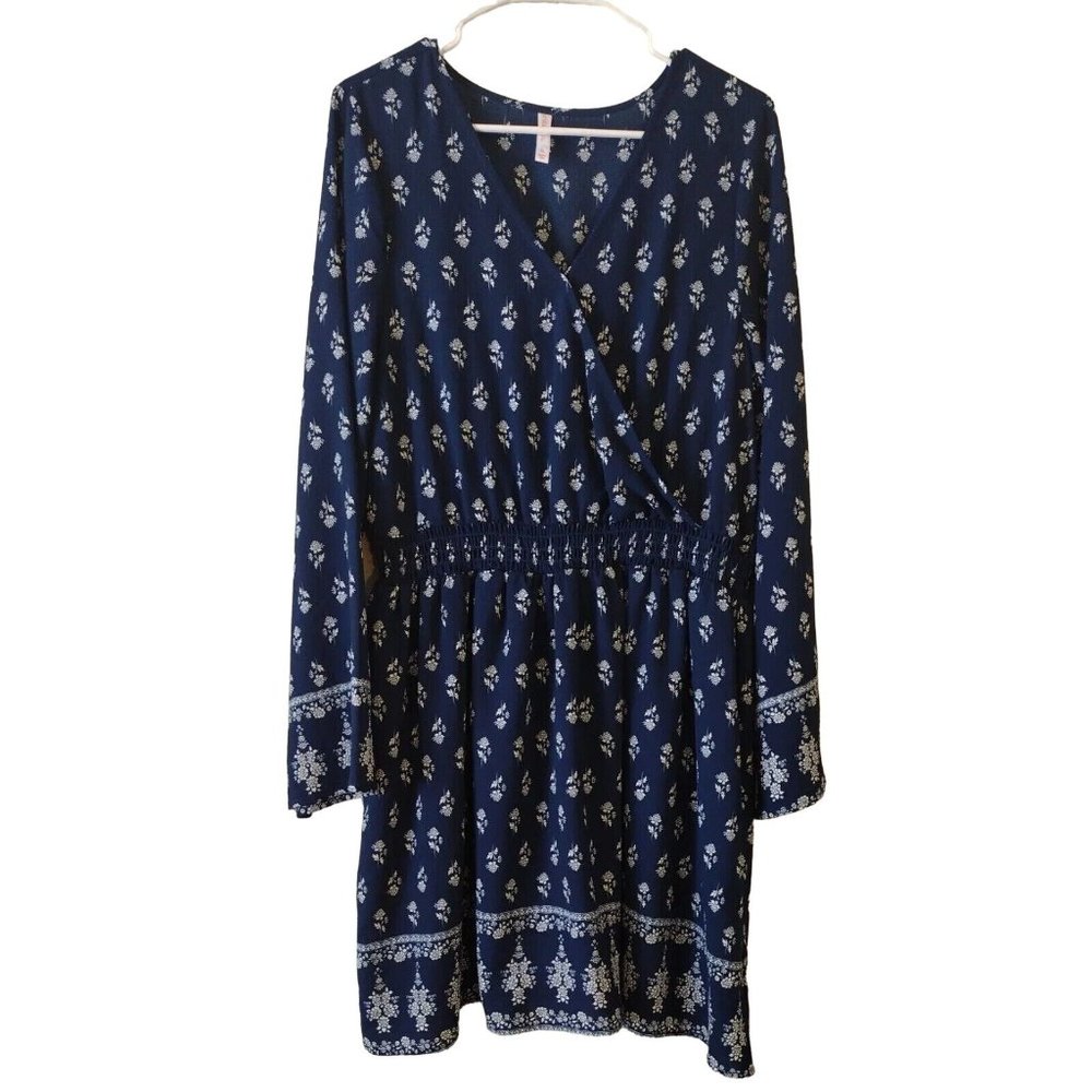 Exhilaration Dress Mini Long Sleeve Wrap Front Modesty Snap Xl